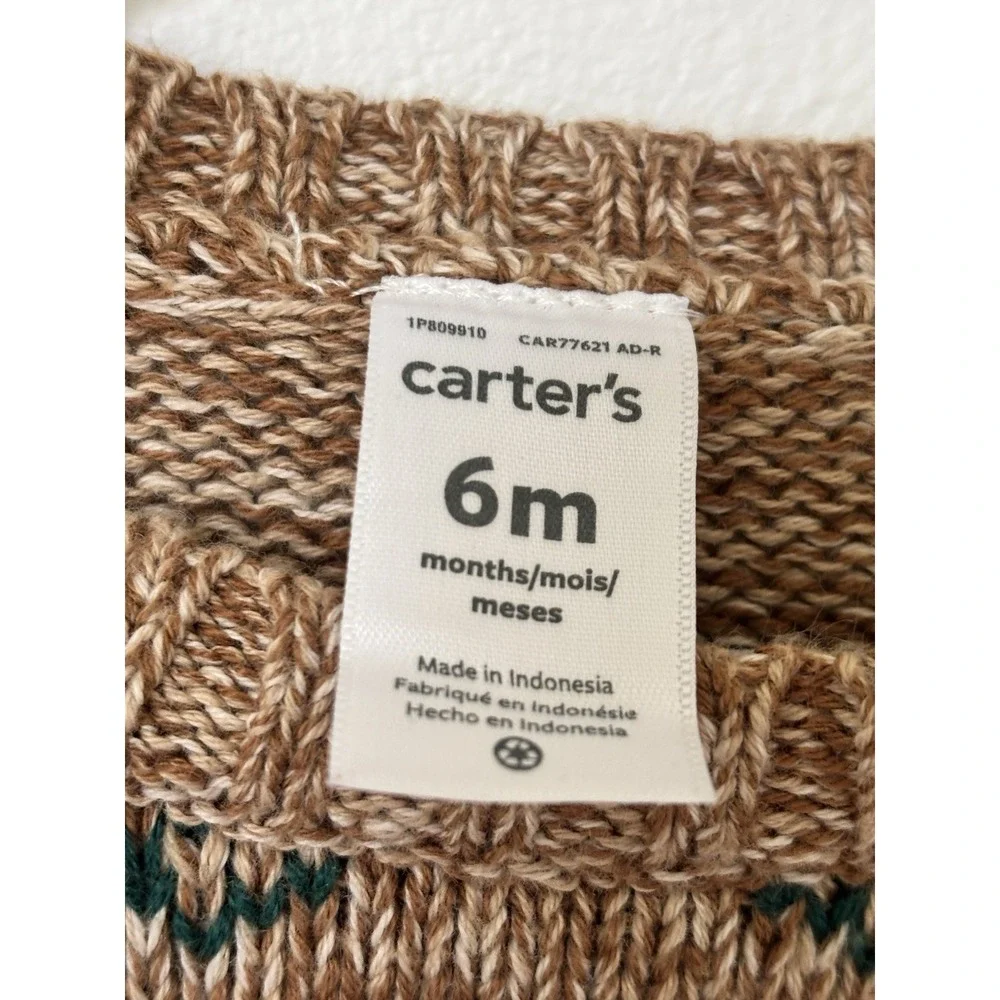 Carters Baby Christmas Sweater Tan 6months 100% Cotton